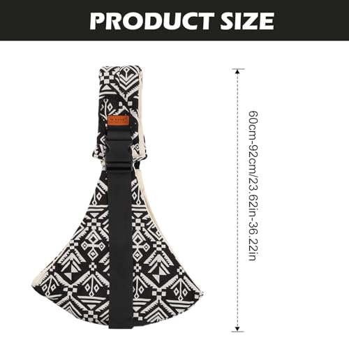 Babytrage Seitlich, Verstellbare Kindertrage, Multifunktionale Babytrage, Tragbar Baby Tragetuch für Babys von 0 bis 36 Monaten, Kleinkinder bis 15kg (Schwarz Muster)