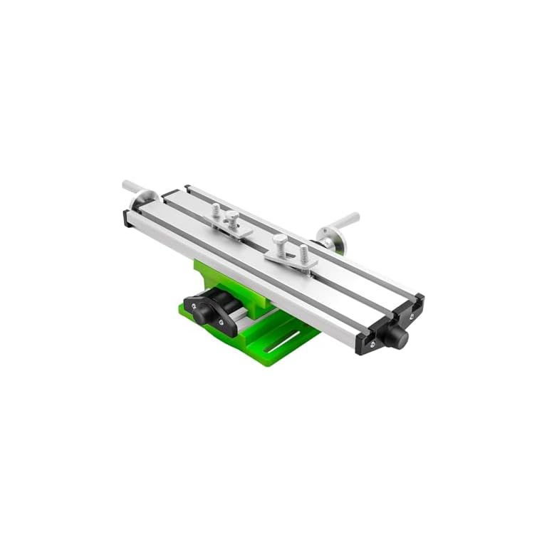 Productafbeelding van Multifunctionele werktafel, kruistafel voor staande boormachine, mini-kruistafel, freestafel voor bovenfrees voor mini-tafelboormachines, instelbare freesmachines (39,5 x 24,5 x 7,8 cm, wit en groen) voor vergelijking en koopadvies