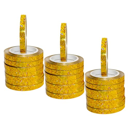 240 Meter Gold Metallic Luftschlangen Ballonband Geschenkband Metallic Gold Glitzernden Satinband Laser Glitzer Luftschlangen für Geburtstags Deko Ballonband Hochzeit Deko Geschenkband DIY Event