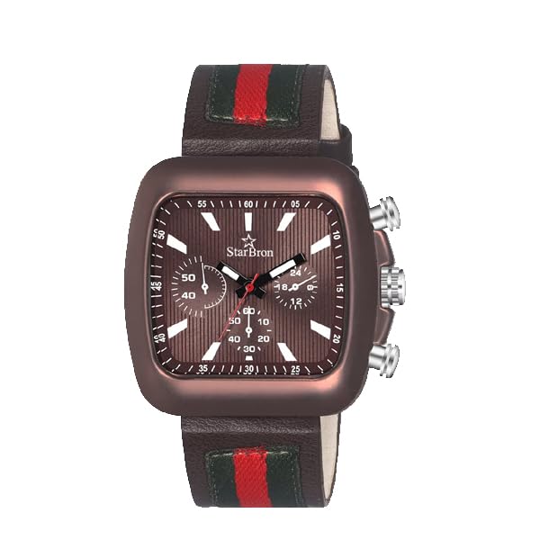 Star Bron Mens Fashion Stainless Steel Case Superior Square Dial Multi Color Strap Watch for Men (Brown) (B0CG3YDYND) Amazon Price History, Amazon Price Tracker