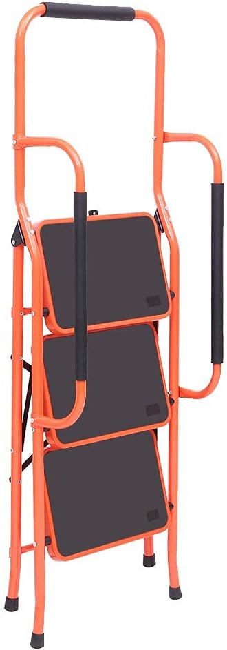 Hоttеѕt Sаlеѕ LUISLADDERS 3 Step Ladder Tool Ladder Folding Portable Steel Frame Ladders Safety Padded Handrails with Large Area Pedals for Kitchen Home and Office (330lbs)