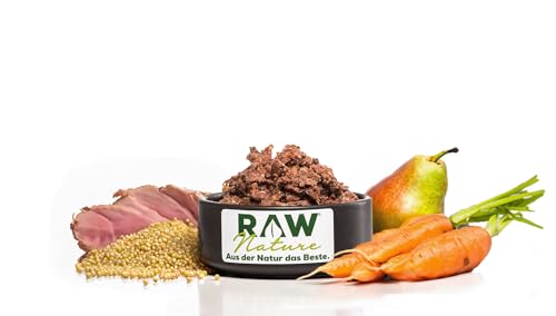 RAW Nature - Ente Pur 6x400g - Mit Hirse und Birne - Nassfutter für Hunde - Hoher Fleischanteil - Monoprotein - Alleinfuttermittel - Getreidefreies Hundefutter (6er Pack)