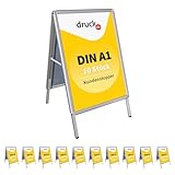 10 Stück Kundenstopper A1 - Doppelseitige Werbetafel - A-Ständer Gehwegaufsteller aus eloxiertem...