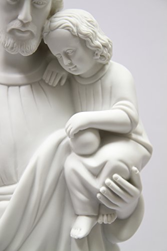 Estatua Blanca de San José con Niño Jesús 27 pulgadas miniatura 5