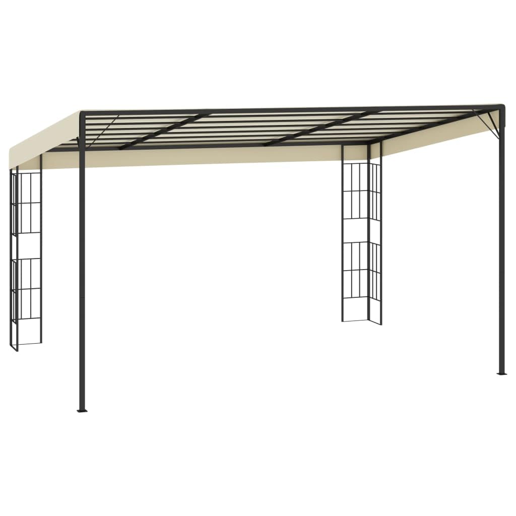 Belvédère Mural 3x4 m Tonnelle Adossée en Acier et Tissu Crème, Pergola de Terrasse pour Jardin et Extérieur, Abri Ombragé avec Structure en Acier et Toit en Polyester