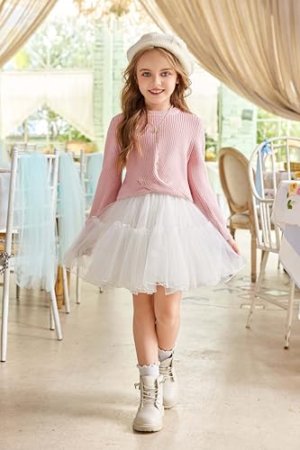 Image of Arshiner Girl's Sweaters Kids Twist Front Cute Pullover Knitted Jumper Fall Winter Clothes