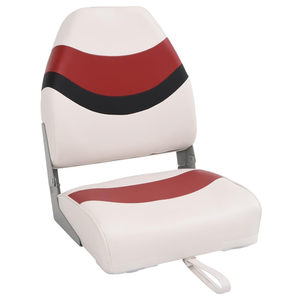 Set di 2 sedili per barca, pieghevoli, con giunto girevole, schienale alto, in PVC, pelle PU, bianco, rosso, nero