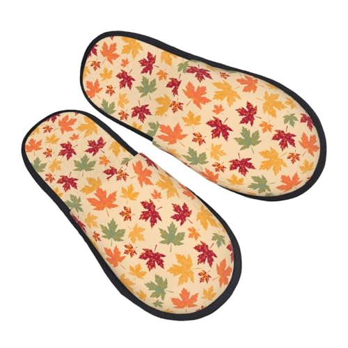 Autumn Maple Leaves Print Women Slippers Home Furry Shoes Keep Men Couples Shoes Warm For Women-2