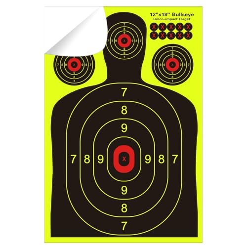 12x18 inch silhouette splatter targets - bright fluorescent yellow easily seen on impact when hitting target for bb guns airguns rifles indoor and outdoor ranges 102550100 pack