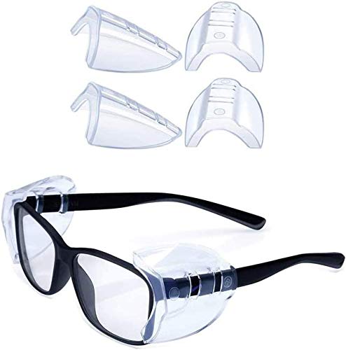 CAREOR Lunettes en Forme de Wing, Anti-Dérapant on Clear Protections Latérales Pour Lunettes de Sécurité, Lunettes de Sécurité Côté Shields- Flexible Compatible Avec Petite/Moyenne/Grande Lunettes Cover