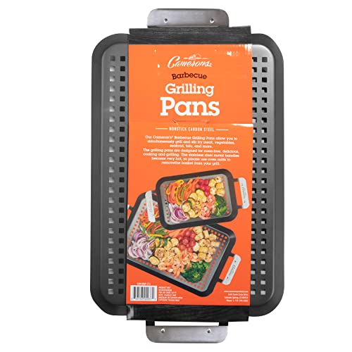 Grill Topper Bbq Grilling Pans (Set Of 2) - Non-Stick Barbecue Trays W Stainless Steel Handles For Meat, Vegetables, And Seafood - Great For Holiday Cooking #TOP6