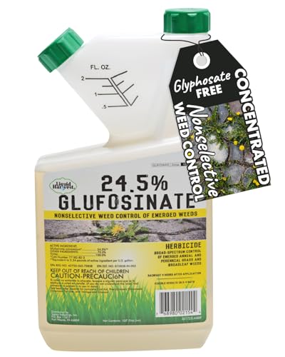 Liquid Harvest 24.5% Glufosinate Herbicide – 32 oz Concentrate (Makes 16 Gallons) – Non-Selective Weed Killer for Grass, Broadleaf Weeds & Woody Plants – Glyphosate-Free Weed Control