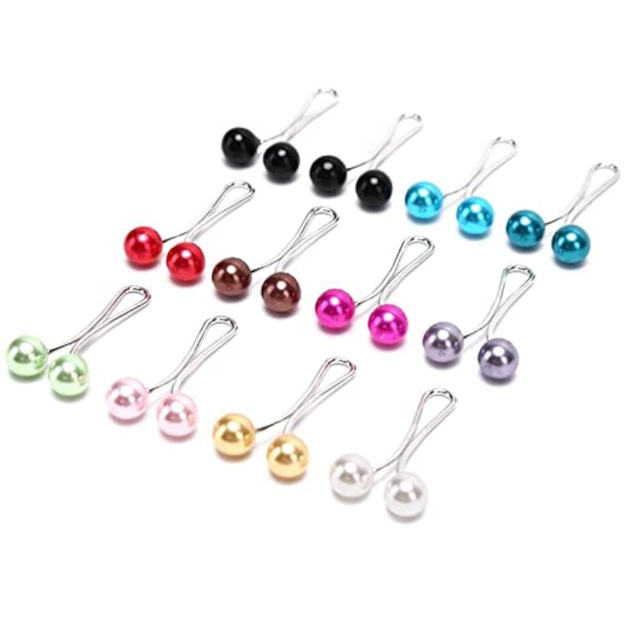 12X Pearl Safety Pin Brooches for Hijab and Shawls