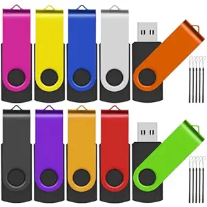 EASTBULL Flash Drive Bulk 4GB USB 20 Pack with Lanyards USB 2.0 Thumb Drive Bulk Memory Stick Swivel Pen Drive for Storage and Backup(4GB 20Pack, Mixed Color)