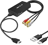 YUANLY RCA to HDMI Converter, AV to HDMI Adapter, Composite to HDMI Adapter Support 1080P, PAL/NTSC Compatible with WII/WII U/PS1/PS2/PS3/STB/Xbox/VHS/VCR/Blue-Ray DVD ect