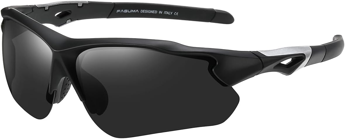 FAGUMA Polarized Sports Sunglasses for Men Women Fishing Cycling Running Golf Motorcycle TR90 Frame UV400 Protection