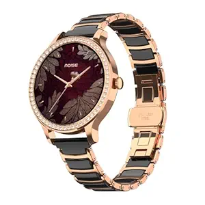 Noise Diva Araya Smartwatch for Women with AMOLED Display (850 Nits), 60 Precision-Set Crystals, Cycle Tracking, Skin Temperature, SOS with Live Location, 100+ Watch Faces - Rose Gold Ceramic