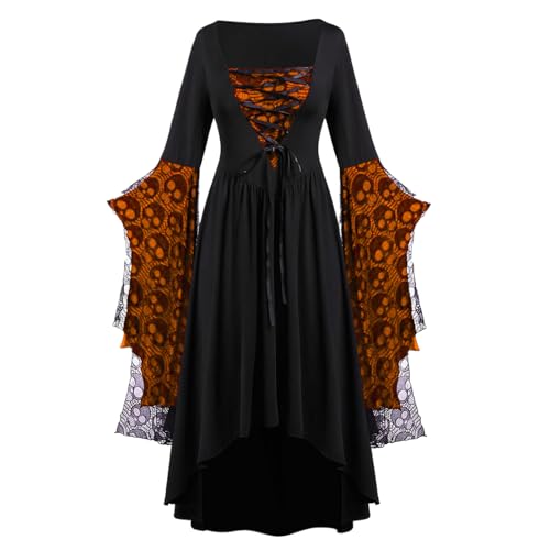 Disfraz de Halloween para Mujer | Vestido De Terror Halloween Para Mujer | Traje Medieval Vintage Con Corsé De Cordones Para Casa Encantada Obra Escenario