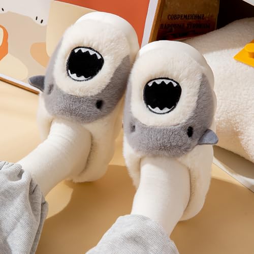 Shark Design Plush Slipper for Women Men Thick Warm Cartoon Animal Non-Slip House Shoes Cozy Slipper Christmas Gift2