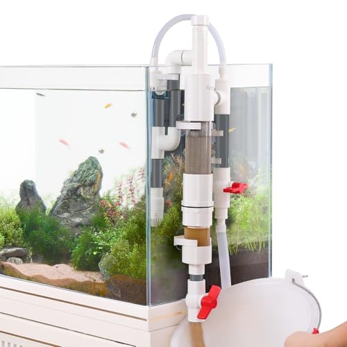 hygger Aquarium Overflow Filter with Waste Collection Separator, External Hanging Filter Accessory, Fish Tank Siphon Filtration System for Saltwater Freshwater Tank Greater Than 15 in Height