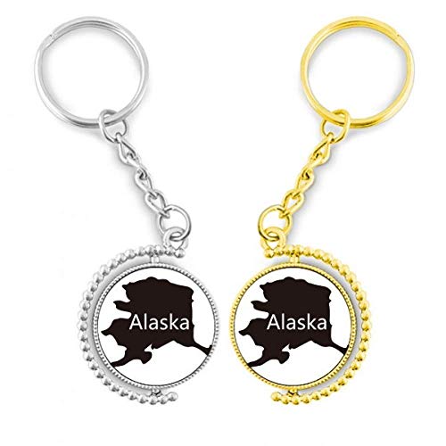 Porte-clés Alaska avec drapeau zig-zag et anneau en métal doré