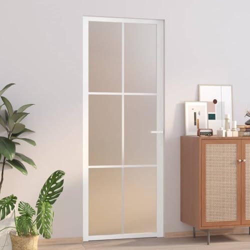 Genérico Puerta Interior de Vidrio y Aluminio BLANCOmate 76x201,5 cm