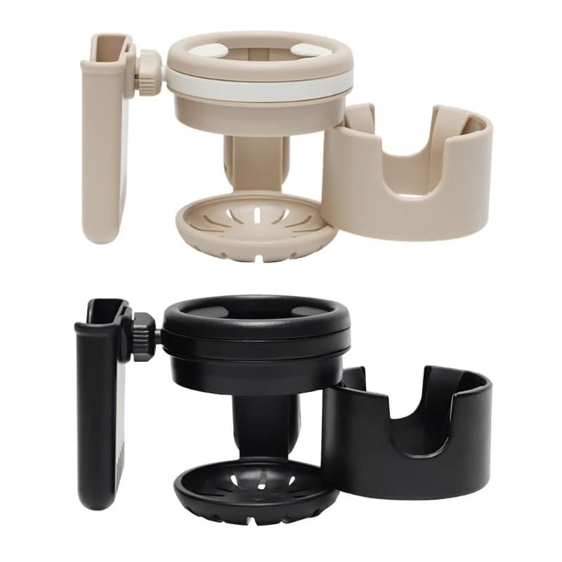 Convenient Drink Coffee Cup Holder with Phone Storage Phone Stand Compatible with Stroller(Black)
