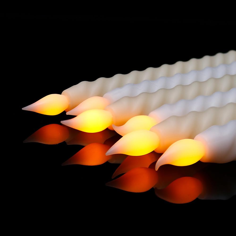 Candele Led Candele a LED Luci decorative di Natale Lampada lunghe Candelieri senza fiamma con stoppino(6 pcs,White)