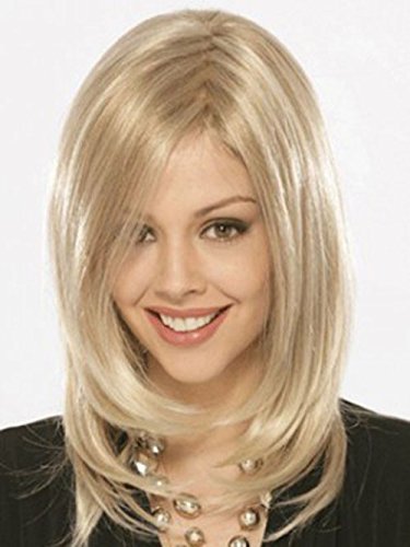 HI GIRL Stylish Medium Length Light Blonde Natural Straight Hair Wig
