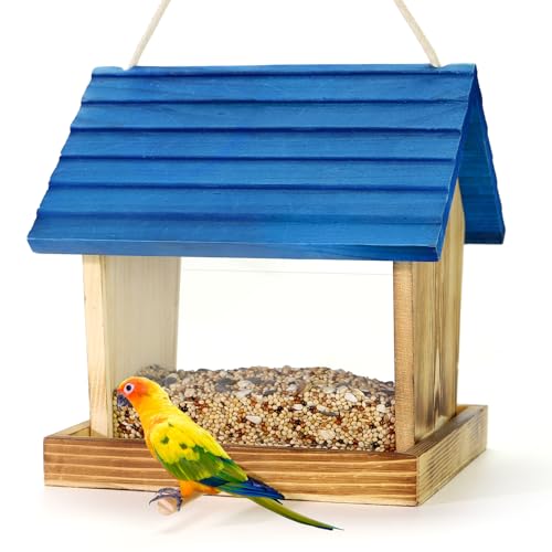 Cedar Wooden Bird Feeders for Outdoors Hanging Large Weatherproof Wild Bird House FeederPre-Assembled Hopper Design Anti-Squirrel Easy Fill for Cardinals Bluebirds Oriole & Finches