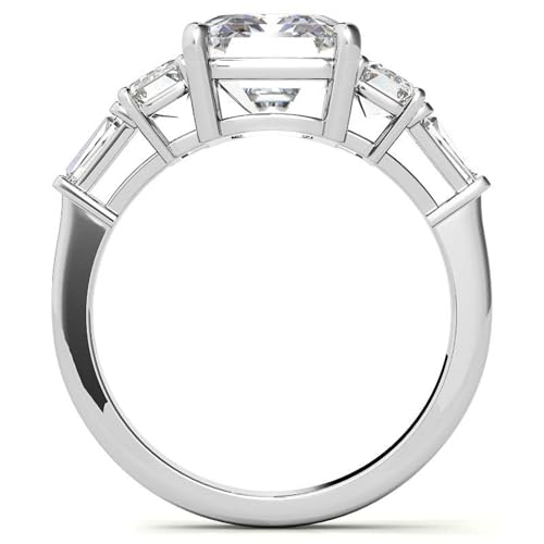 2 CT Emerald Cut Colorless Baguette Moissanite Engagement Ring, Solitaire Wedding Ring, Solid 14k White Gold Moissanite Ring, Anniversary Promise Ring Gifts for Her3