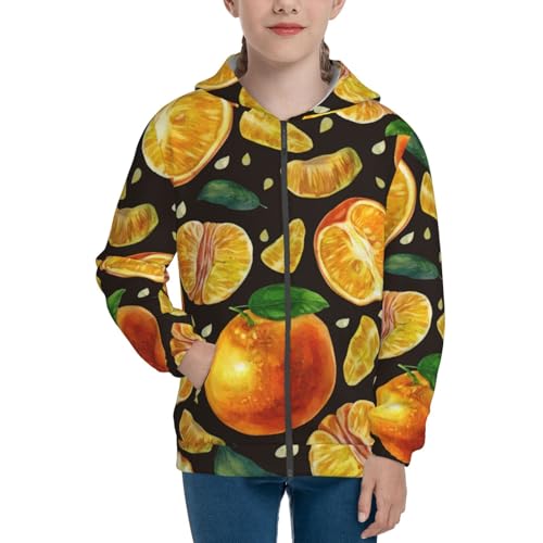 Tangerine Kids Pullover Hoodies Boys Zip Up Sweatshirts Girls Athletic Clothes with Pocket3