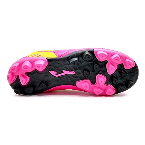 Toledo Junior Kids Molded Soccer Shoes, Pink/Fluo Yellow, USA Size 132