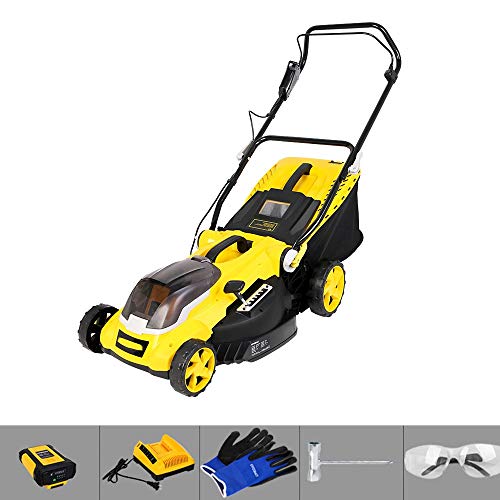 Cordless Electric Lawn Mower With Lithium Battery And Charger, Push And Portable, Foldable / 6-level Height Adjustment / 50L Grass Box (Color : Battery x2)