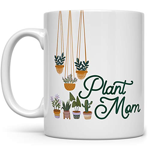 Taza Plant Mom Cerámica 11 onzas Blanco miniatura 1