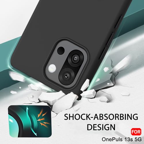 Image of TheGiftKart Liquid Silicone Back Cover Case for OnePlus 13s 5G | Soft Micro-Fibre Lining Inside | Camera & Screen Protection | Shockproof Back Cover Case for OnePlus 13s 5G (Silicone, Black)