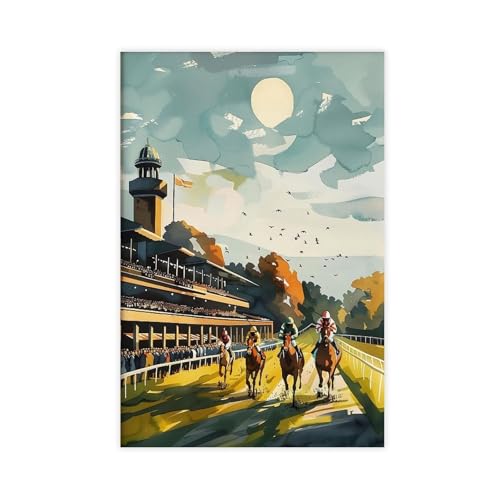 ghNDJdk Goodwood Racecourse Watercolor Painting, UK Racing, Birthday Present, Wedding Gift, Canvas Poster Bedroom Sports Landscape Office Room Decor Gift Unframe 20" L X 30" W