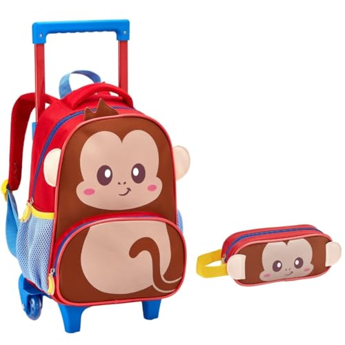 Kit Mochila de Rodinha e Estojo Creche Infantil ZOOP Macaco
