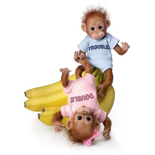 Muñecos Gemelos Orangután Bebé Poseables 20 cm miniatura 2