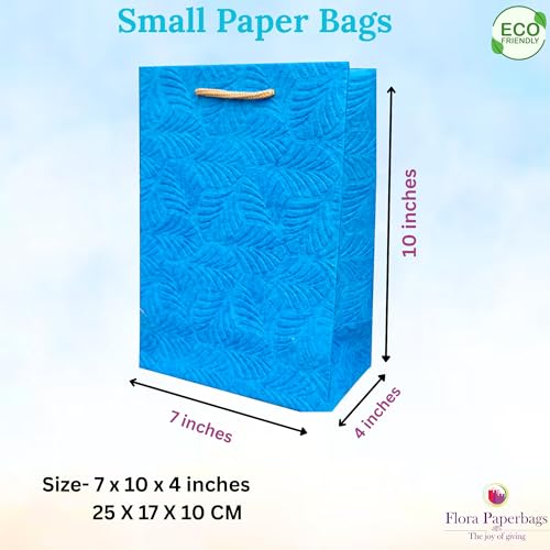 Image of Flora Paperbags | Paper Bags for Gifting - | Gift Bags with Handles for Return Gifts, Wedding, Birthday, Baby Shower, Diwali & Corporate Gifting | Medium Size 7X10X4 Inches small | Paper Gift Bags