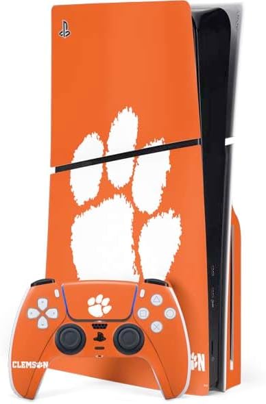 Skinit Decal Gaming Skin Compatible with PS5 Slim Disk Bundle - Officially Licensed Clemson University Tiger Print Design