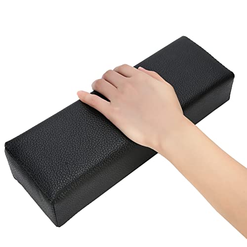 Nagelkunst Handkissen, Maniküre Nagel Handkissen Weiches Nagelkunst-Kissen PU Leather Handauflage für Nagelstudio, Salon Art Nagel Kunst, 30 x 9,5 x 6,5 cm (Black)