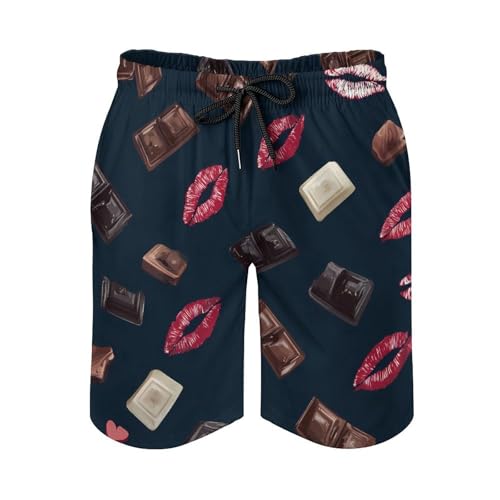 Chocolate Candy Sweets Print Mens Swim Trunks Quick Dry Board Shorts Beach Swimwear Bathing Suits2