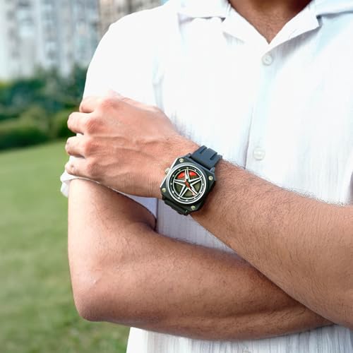 Image of SKMEI Silicone Men's Analog Quartz Sports Watch Waterproof & Trendy Wheels Rolling Design 2362