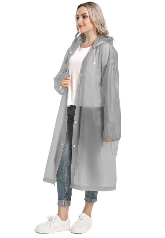 Image of OKARA EVA Waterproof Rain Coat Hooded Outdoor Water Resistant Suit Portable Men and Women