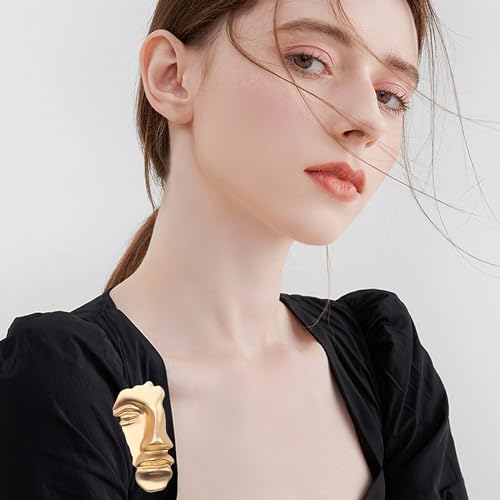 Image of Face Mask Figure Brooch Vintage Minimalist Metal Brooches for Women Men Collar Accessories Brooch for Men Party Gift Hats Bag Accessories