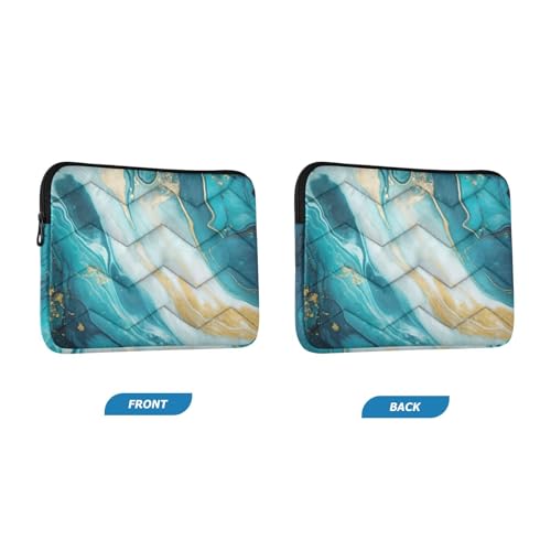 Funda para portátil 13-14 pulgadas con diseño mármol blanco y teal miniatura 2