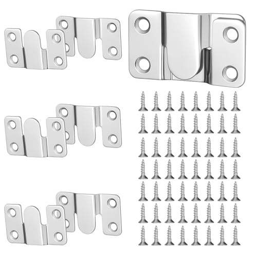 Bewudy 4 Pairs Flush Mount Bracket, Interlocking Heavy Duty Photo Frame Hook Stainless Steel Large...