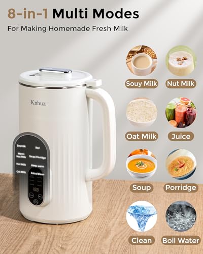 Image of Kuhuz 32oz Automatic Nut Milk Maker Machine For Homemade Almond,Soybean,Oat,Coconut Plant Based & Non-Dairy Beverages,12H Time Delay /Self-Cleaning /Keep Warm,White
