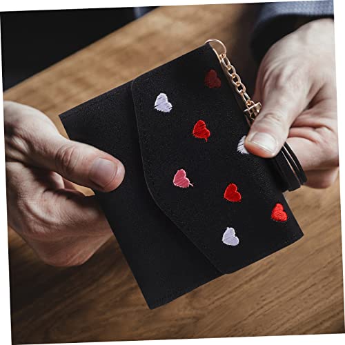 NOLITOY 2pcs Fashionable Embroidered Heart Wallet Compact Pu Leather Card Holder Purses for Women Girls Cash Coins and Id Cards3